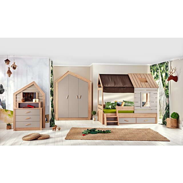 Cento 3-deurs kledingkast huisje kinderkamer Cento 3-deurs kledingkast huisje kinderkamer