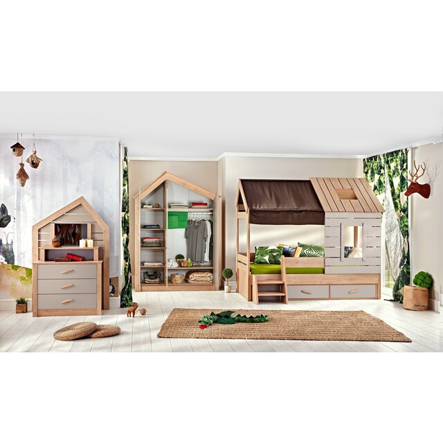 Cento 3-deurs kledingkast huisje kinderkamer Cento 3-deurs kledingkast huisje kinderkamer