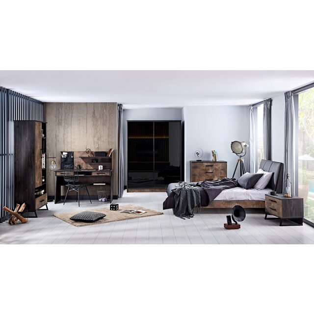 Trento industrieel opbergbed tienerkamer 200 x 120 cm OP = OP