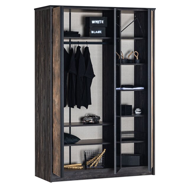 Trento 3-deurs kledingkast industrieel tienerkamer OP = OP