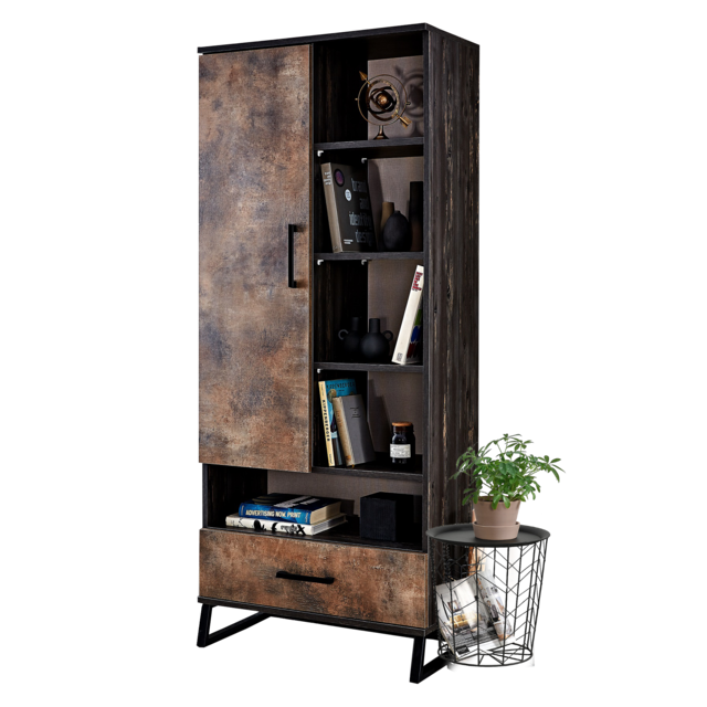 Trento boekenkast open kast industrieel tienerkamer OP = OP