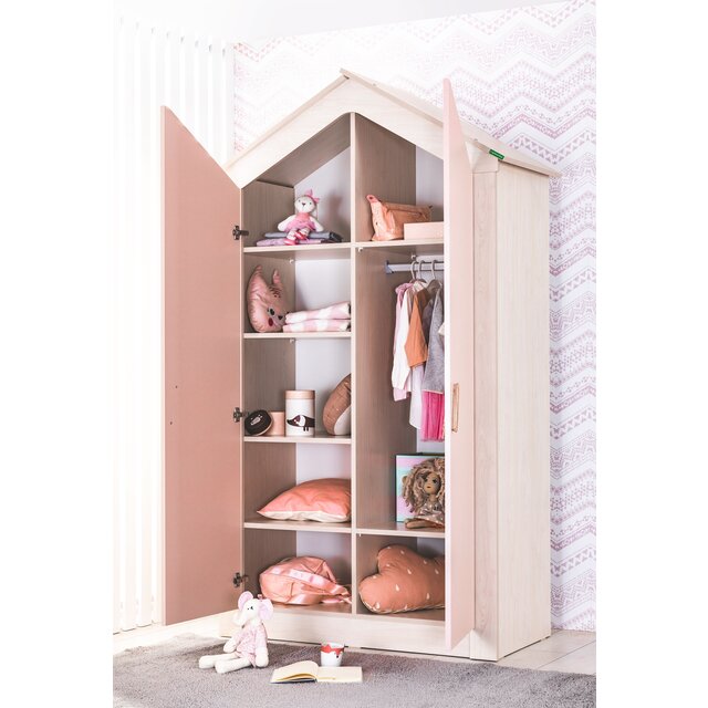 Cento Pink 2-deurs kledingkast huisje meisjeskamer