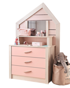 Cento Pink commode ladekast huisje met spiegel meisjeskamer Cento Pink commode ladekast huisje met spiegel meisjeskamer