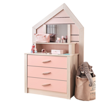 Cento Pink commode ladekast huisje met spiegel meisjeskamer