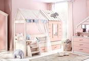 Cento Pink commode ladekast huisje met spiegel meisjeskamer Cento Pink commode ladekast huisje met spiegel meisjeskamer