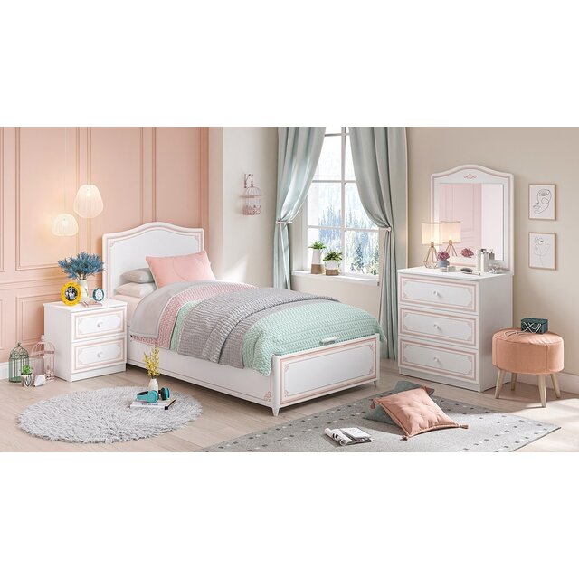 Emily Pink ladekast met spiegel meisjeskamer ACTIE Emily Pink ladekast met spiegel meisjeskamer ACTIE