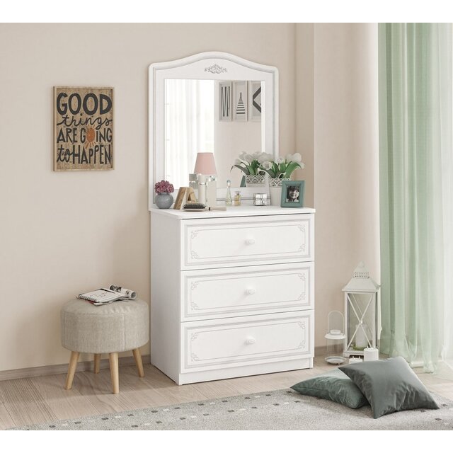 Emily commode ladekast met spiegel meisjeskamer