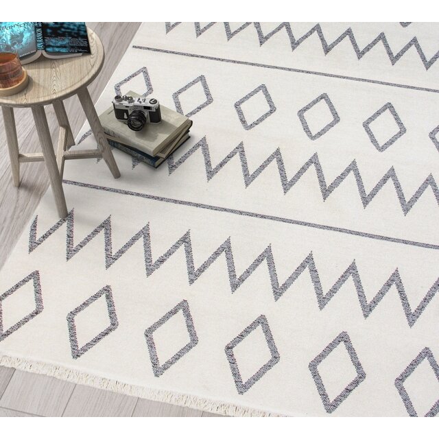 Grey Stripe vloerkleed dubbelzijdig tienerkamer