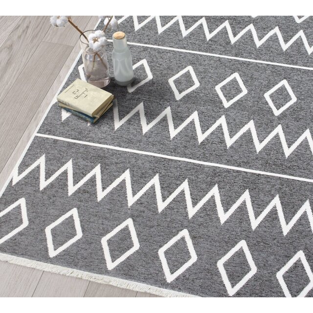 Grey Stripe vloerkleed dubbelzijdig tienerkamer