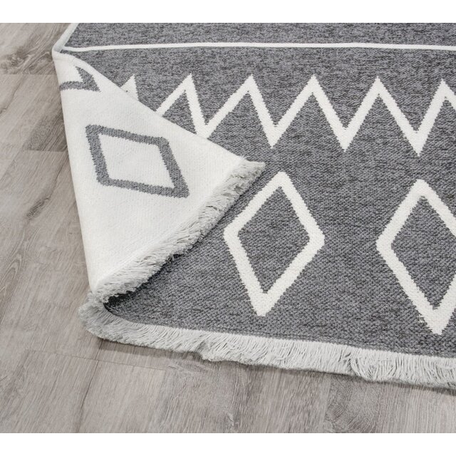 Grey Stripe vloerkleed dubbelzijdig tienerkamer