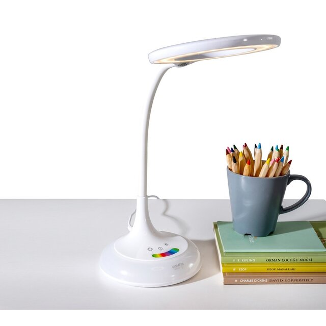 Bureaulamp wit met kleuren en dimbaar Bureaulamp wit met kleuren en dimbaar