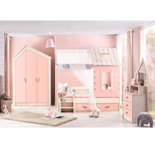 Cento Pink | bedhuisje - 3 deurs kledingkast - boekenkast