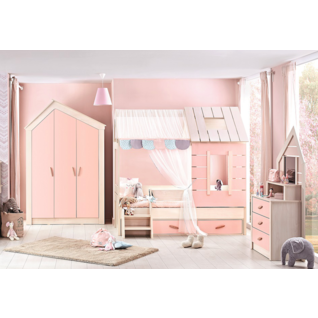 Cento Pink | bedhuisje - 2 deurs kledingkast - boekenkast