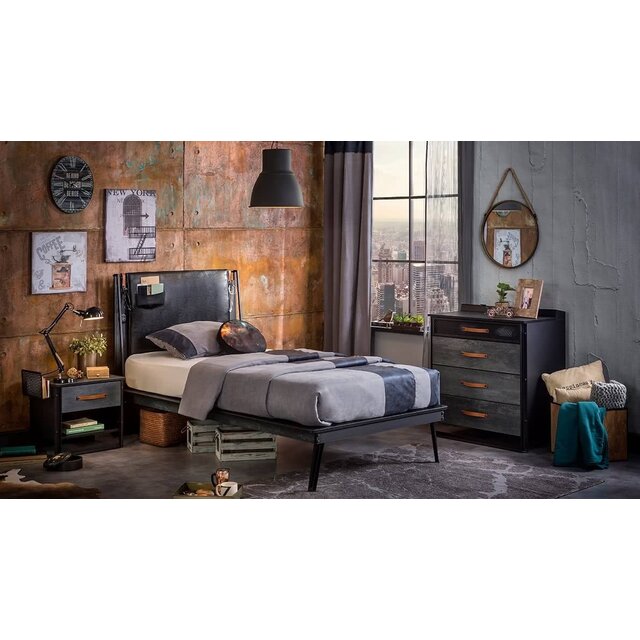 Dark hoge ladekast commode industrieel tienerkamer