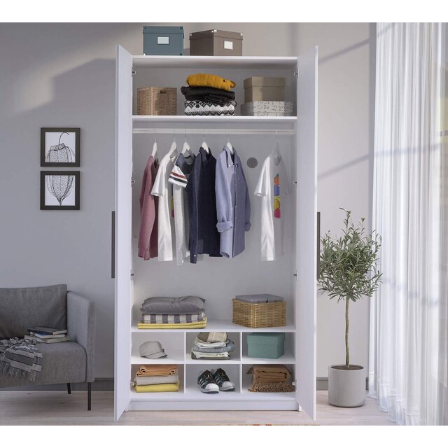 California tienerkamer 2-deurs kledingkast wit