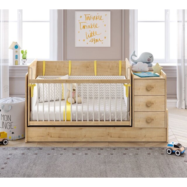 Stockholm meegroeibed | ledikant tot peuterbed met bureau