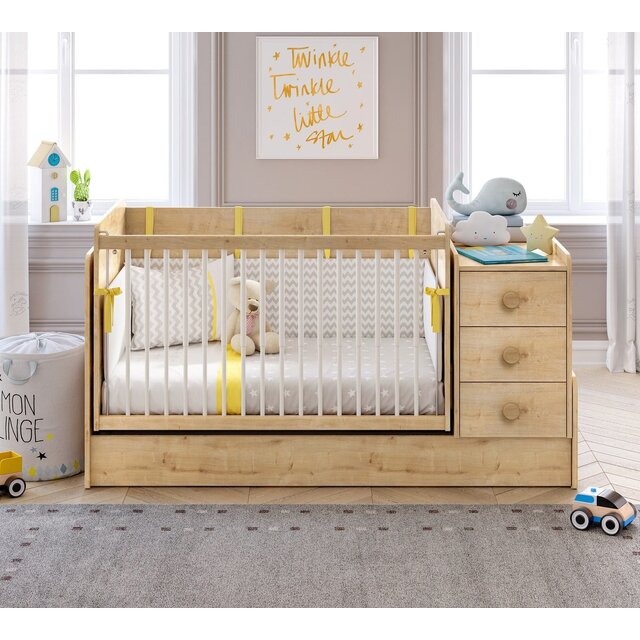 Stockholm meegroeibed | ledikant tot peuterbed met bureau