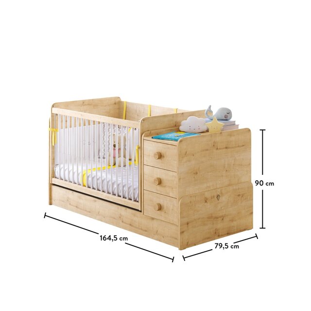 Stockholm meegroeibed | ledikant tot peuterbed met bureau