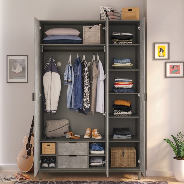 Cilek Space Gray 3-deurs kledingkast tienerkamer