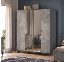 Cilek Space Gray 4-deurs kledingkast met spiegels tienerkamer