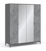 Cilek Space Gray 4-deurs kledingkast met spiegels tienerkamer Cilek Space Gray 4-deurs kledingkast met spiegels tienerkamer