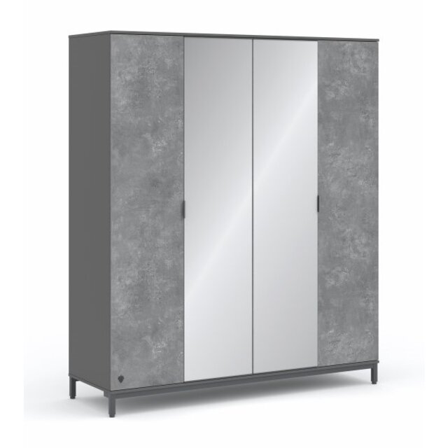 Cilek Space Gray 4-deurs kledingkast met spiegels tienerkamer Cilek Space Gray 4-deurs kledingkast met spiegels tienerkamer