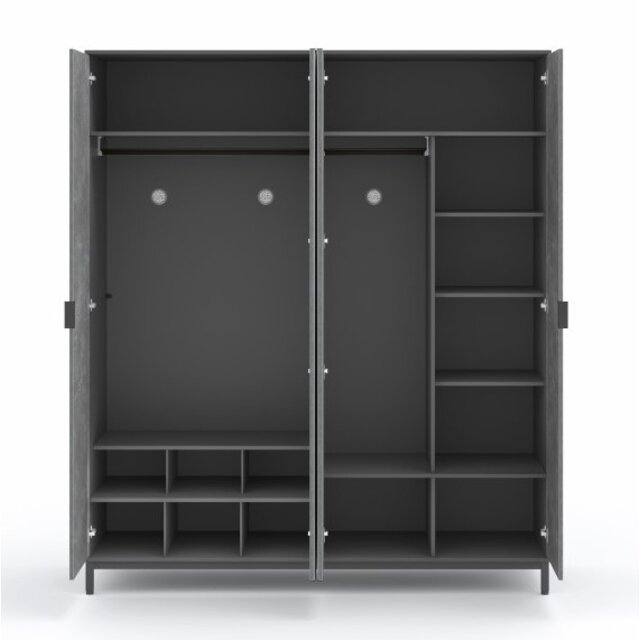 Cilek Space Gray 4-deurs kledingkast met spiegels tienerkamer Cilek Space Gray 4-deurs kledingkast met spiegels tienerkamer