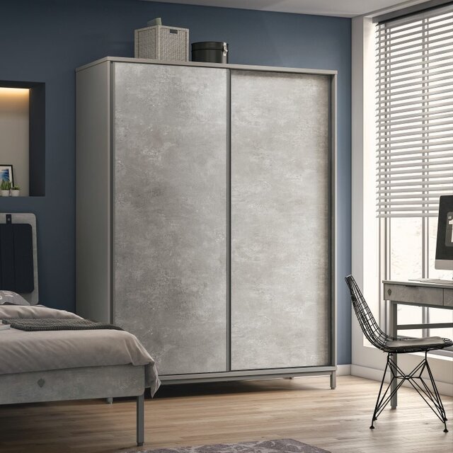 Cilek Space Gray schuifdeur kledingkast grijs tienerkamer Cilek Space Gray schuifdeur kledingkast grijs tienerkamer
