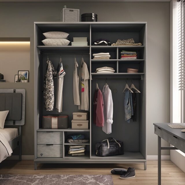 Cilek Space Gray schuifdeur kledingkast grijs tienerkamer Cilek Space Gray schuifdeur kledingkast grijs tienerkamer