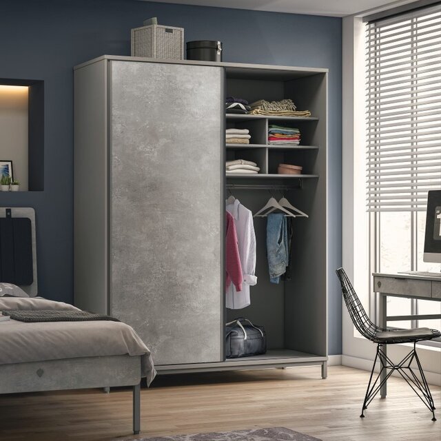 Cilek Space Gray schuifdeur kledingkast grijs tienerkamer Cilek Space Gray schuifdeur kledingkast grijs tienerkamer