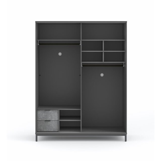 Cilek Space Gray schuifdeur kledingkast grijs tienerkamer Cilek Space Gray schuifdeur kledingkast grijs tienerkamer