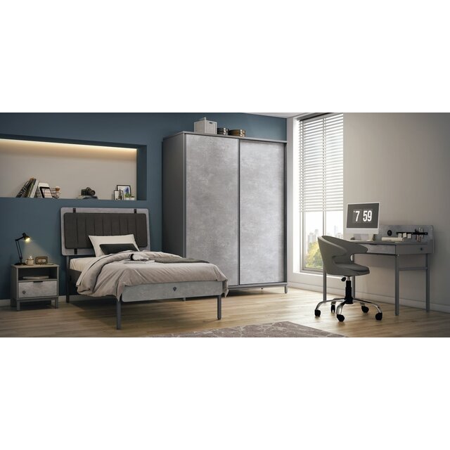 Cilek Space Gray schuifdeur kledingkast grijs tienerkamer Cilek Space Gray schuifdeur kledingkast grijs tienerkamer