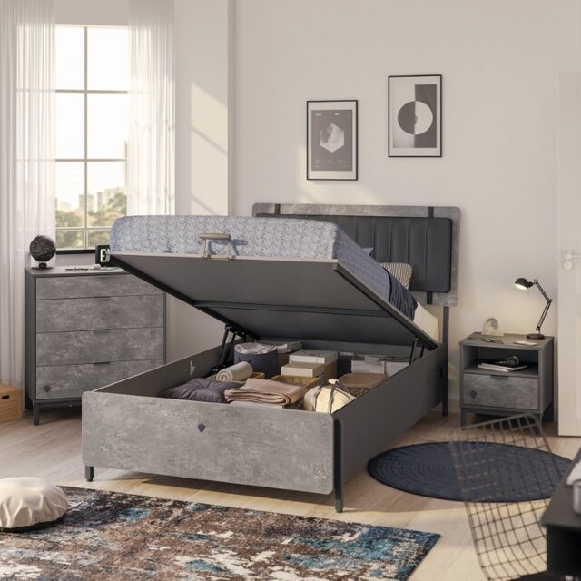 Cilek Space Gray opbergbed tienerbed grijs 200 x 100 cm