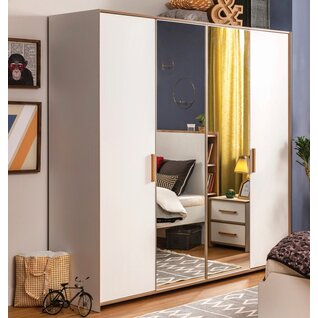 Cilek Modera 4-deurs kledingkast wit met spiegel