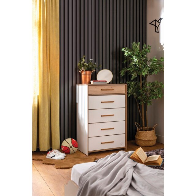 Cilek Modera hoge ladekast wit houtlook