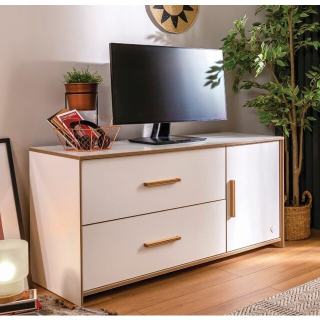 Cilek Modera TV-meubel wit houtlook tienerkamer