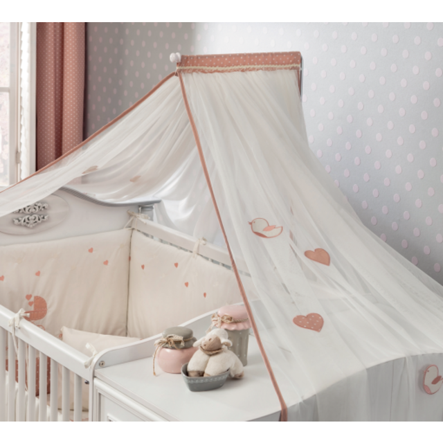 Romantic muskietennet klamboe wit roze babykamer Romantic muskietennet klamboe wit roze babykamer