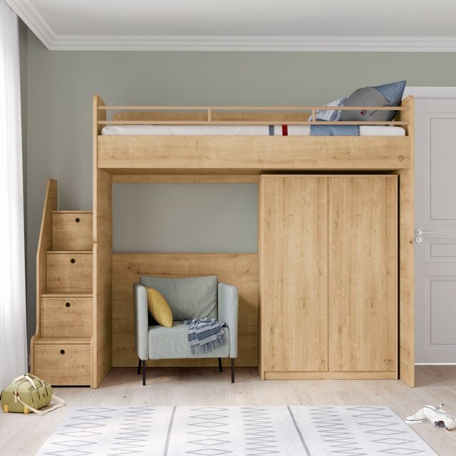 Stockholm Studio hoogslaper met opbergtrap | Zelf samenstellen Stockholm Studio hoogslaper met opbergtrap | Zelf samenstellen