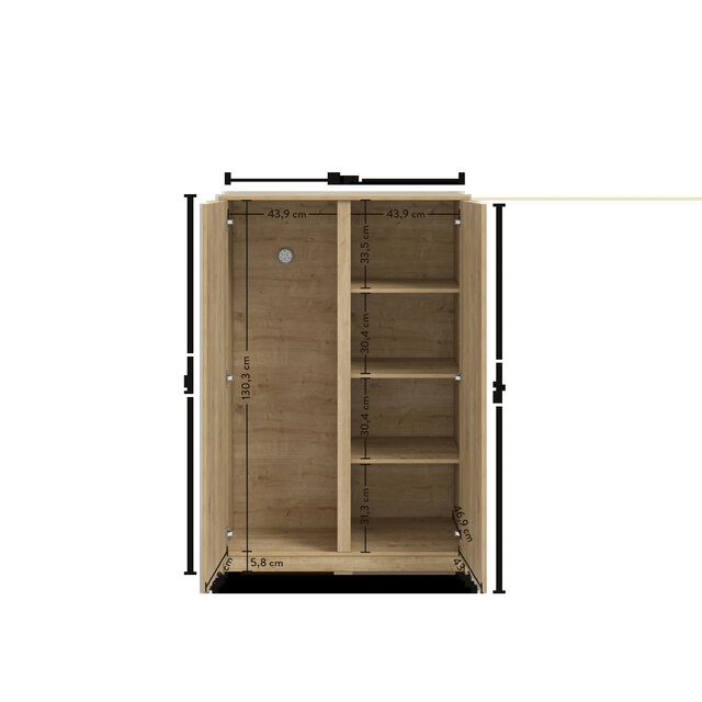 Stockholm Studio 2-deurs houtlook kledingkast Stockholm Studio 2-deurs houtlook kledingkast