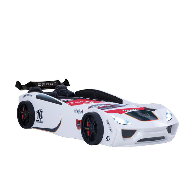 V2 Sport autobed racebed wit met licht en bekleding V2 Sport autobed racebed wit met licht en bekleding