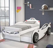 Autobed met logeerbed wit jongens bed Autobed met logeerbed wit jongens bed
