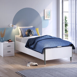 California opbergbed met laag hoofdbord wit  100 x 200  cm