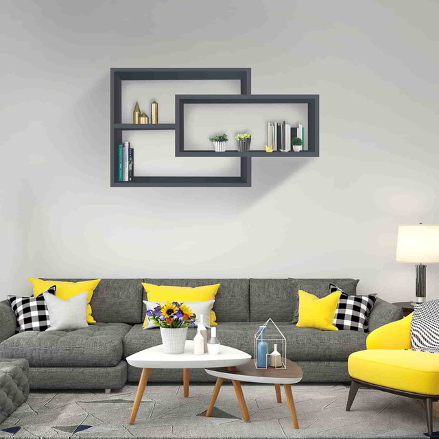 Karo wandschap zwevend wandplank | Zwart antraciet Karo wandschap zwevend wandplank | Zwart antraciet