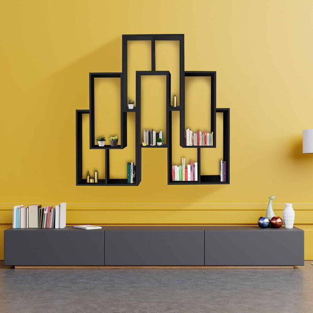 Karo wandschap zwevend wandplank | Zwart antraciet Karo wandschap zwevend wandplank | Zwart antraciet