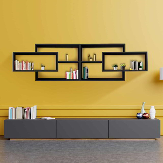 Karo wandschap zwevend wandplank | Zwart antraciet Karo wandschap zwevend wandplank | Zwart antraciet