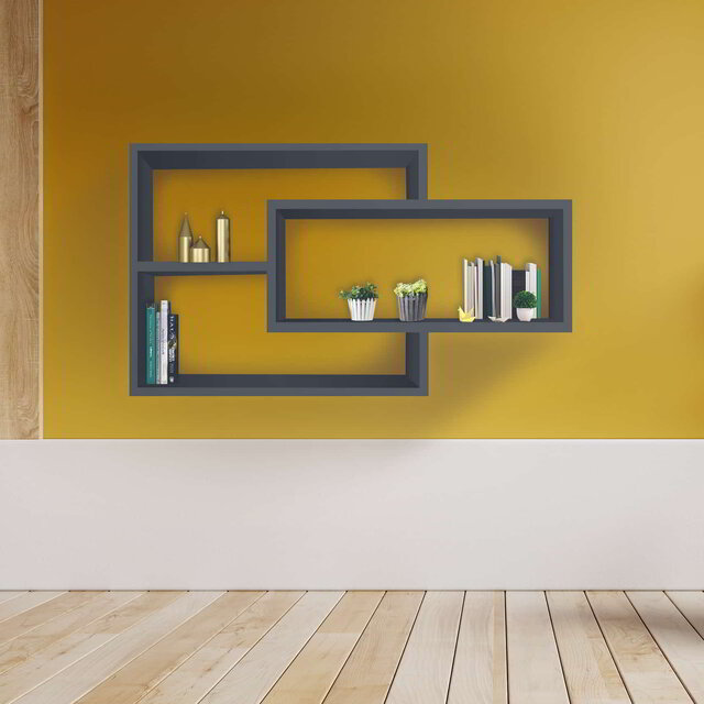 Karo wandschap zwevend wandplank | Zwart antraciet Karo wandschap zwevend wandplank | Zwart antraciet