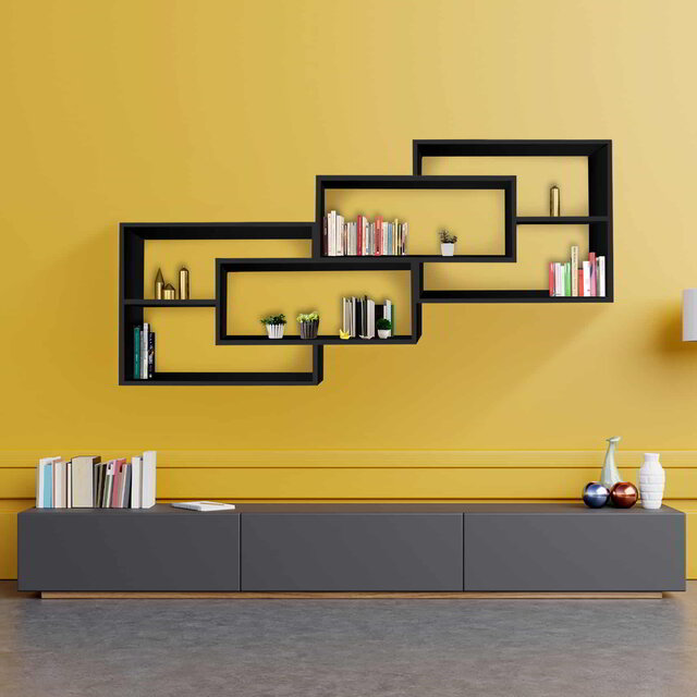 Karo wandschap zwevend wandplank | Zwart antraciet Karo wandschap zwevend wandplank | Zwart antraciet