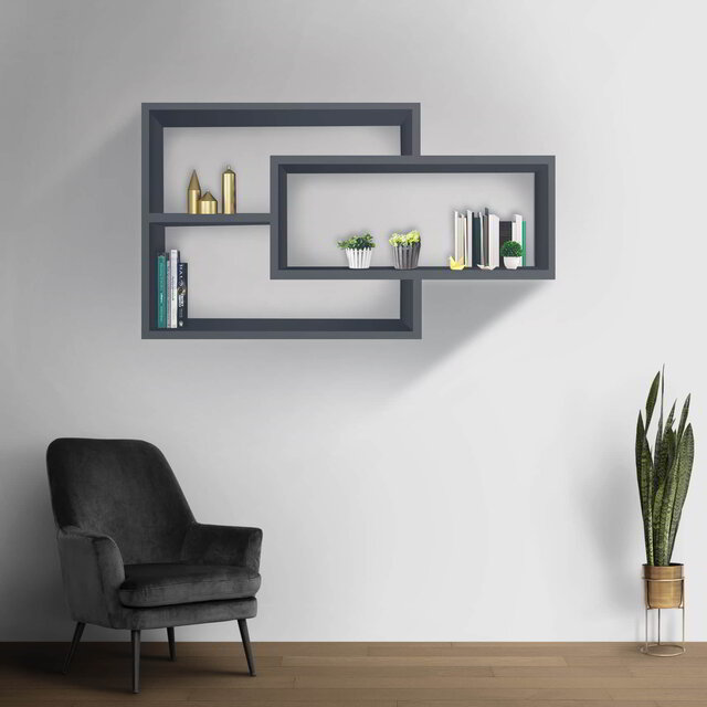 Karo wandschap zwevend wandplank | Zwart antraciet Karo wandschap zwevend wandplank | Zwart antraciet