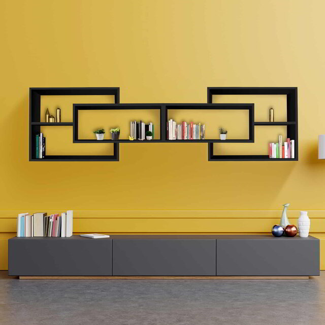 Karo wandschap zwevend wandplank | Zwart antraciet Karo wandschap zwevend wandplank | Zwart antraciet