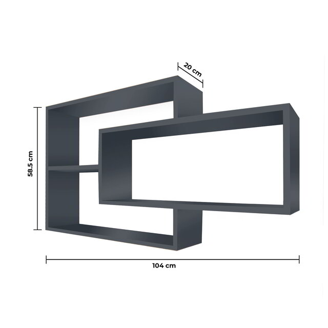 Karo wandschap zwevend wandplank | Zwart antraciet Karo wandschap zwevend wandplank | Zwart antraciet